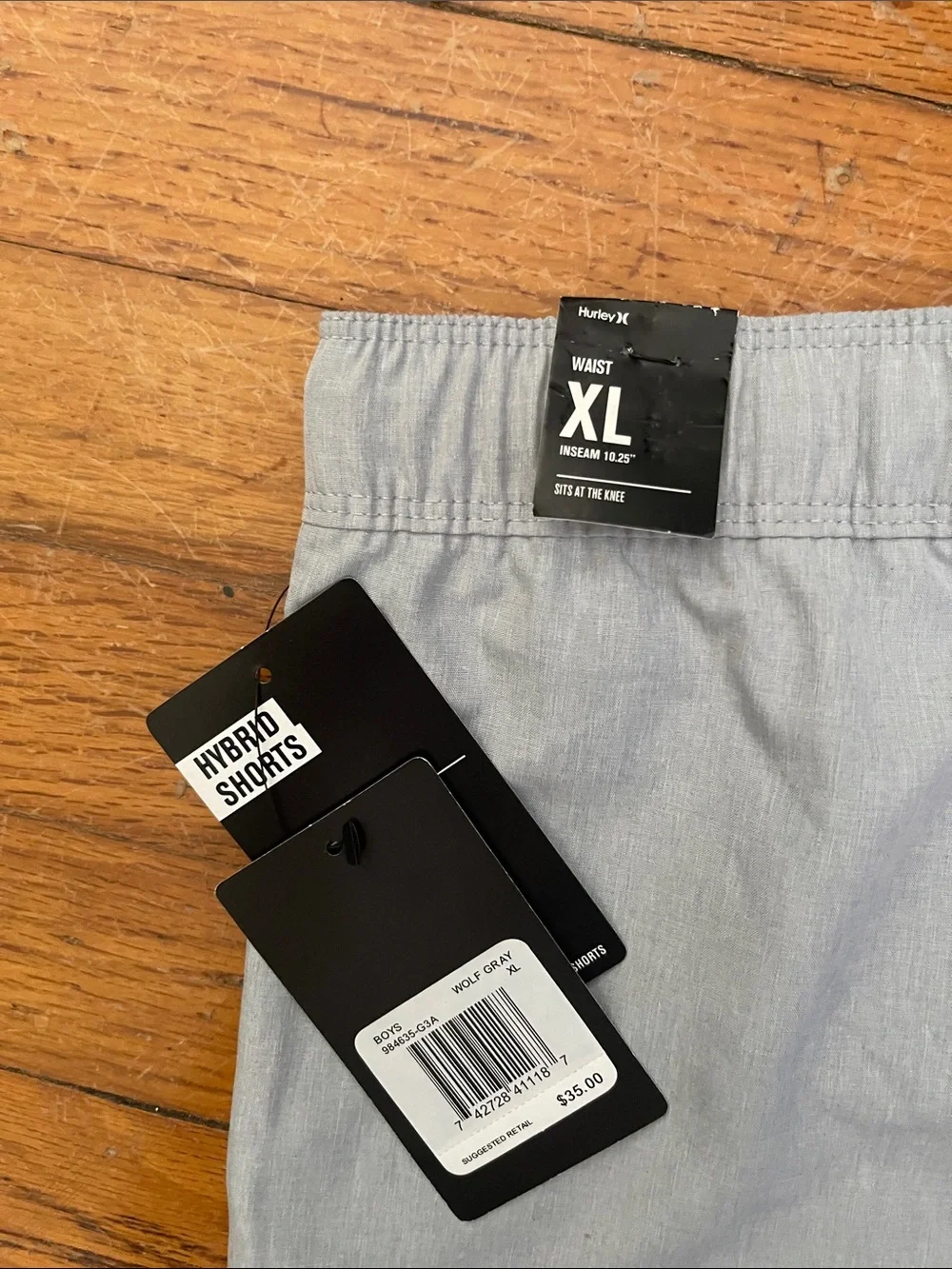 NWT - Boys XL - Hurley Light Gray Board Shorts with Drawstring - Picture 3 of 4